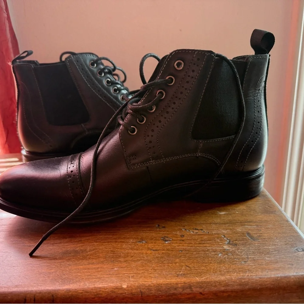 ArcBrothers Leather Chelsea Lace Up Boots